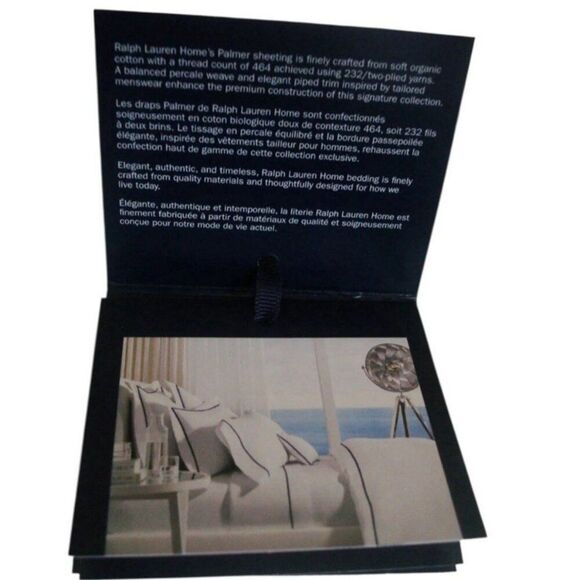 Ralph Lauren Palmer Percale Queen Flat Sheet Sky Blue White NWT MSRP $200 - Picture 4 of 8